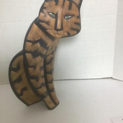 S - 1166 Ceramic 3 D Cat Sculpture by Lynda Pleet