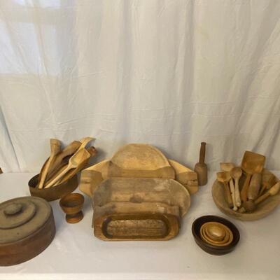 Lot 5 - Hand Hewed Wooden Kitchen Items