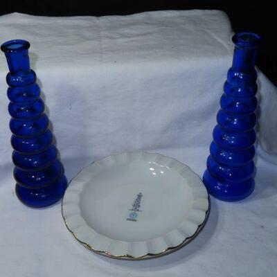 Blue Bottles and Plate