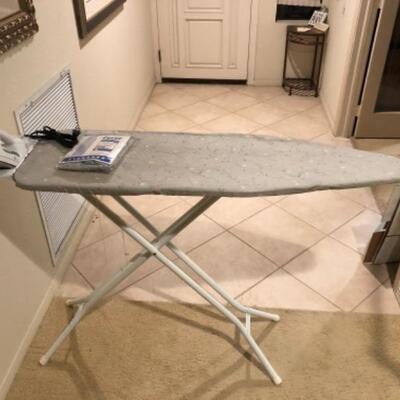 Lot 127. Ironing board and cover, laundry bag, iron, clothing rack--WAS $25â€“NOW $12.50