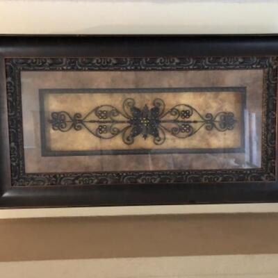 Lot 143. Rhinestone adorned wrought iron framed art (50â€ x 27â€)--WAS $125â€“NOW $62.50