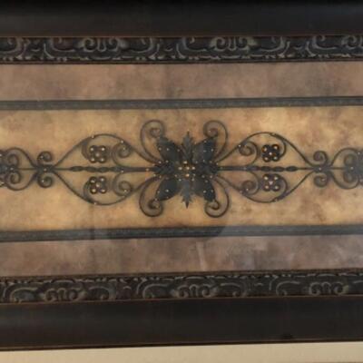 Lot 143. Rhinestone adorned wrought iron framed art (50â€ x 27â€)--WAS $125â€“NOW $62.50