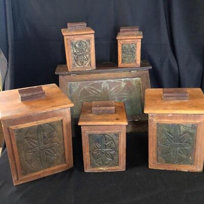 Lot 27 - Handcrafted Canisters & Bread Basket