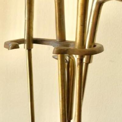 Hollywood Regency Brass Duck Head Fireplace Tools