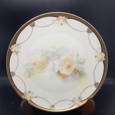 Antique Hand Painted Rose Plate 