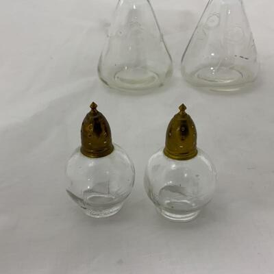 .113. VINTAGE | Etched Glass | Four Piece Cruet Set | Caddy