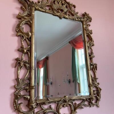 B265 Large Gold Gilt Rococo Style Wall Mirror 