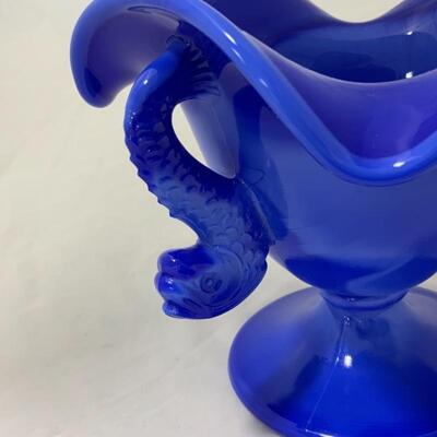 .142. VINTAGE | FENTON | Blue Dolphins Compote | Bon Bon | Candy Dish