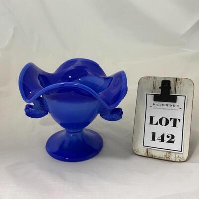 .142. VINTAGE | FENTON | Blue Dolphins Compote | Bon Bon | Candy Dish