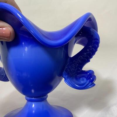 .142. VINTAGE | FENTON | Blue Dolphins Compote | Bon Bon | Candy Dish