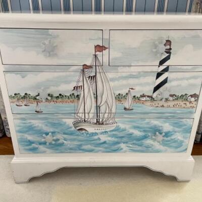 C281 Ship and Lighthouse Painted Dresser 