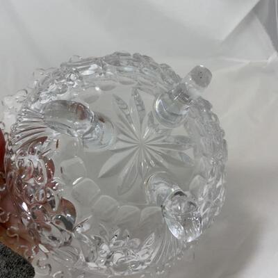 .143. VINTAGE | Heavy Crystal | Fleur-de-lis Covered Candy Dish