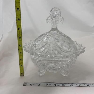 .143. VINTAGE | Heavy Crystal | Fleur-de-lis Covered Candy Dish