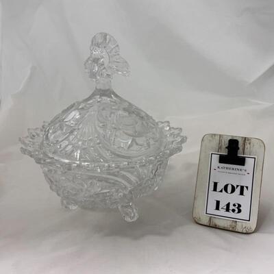 .143. VINTAGE | Heavy Crystal | Fleur-de-lis Covered Candy Dish