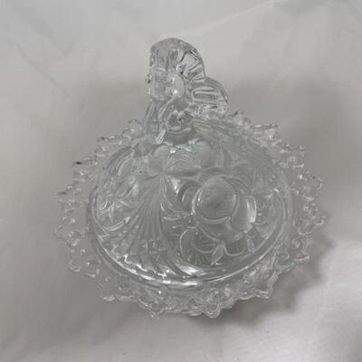 .143. VINTAGE | Heavy Crystal | Fleur-de-lis Covered Candy Dish