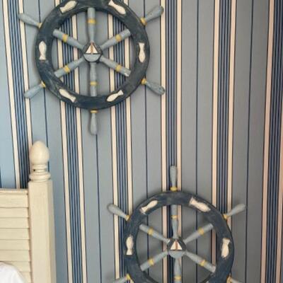 C285 Pair of Ships Wheel Wall Decor 