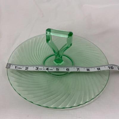 .148. VINTAGE | Green Swirl | Handled Sandwich Platter