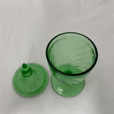 .149. VINTAGE | Duncan Miller | Spiral Flutes Footed Covered Candy Dish