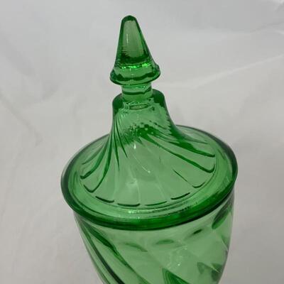 .149. VINTAGE | Duncan Miller | Spiral Flutes Footed Covered Candy Dish