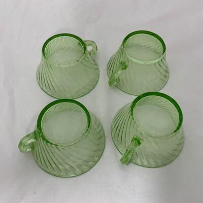 .150. VINTAGE | ANCHOR HOCKING | Green Spiral | Coffee Cups | Tea