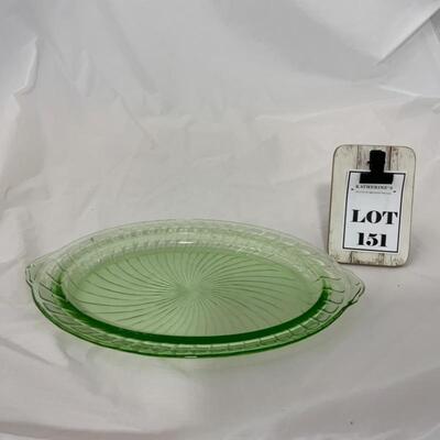 .151. VINTAGE | Green Swirl | Anchor Hocking | Chop Plate | Platter