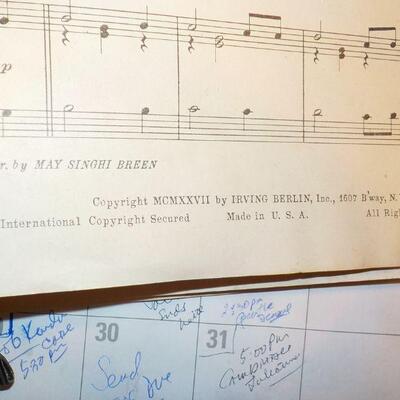 1926,1932 Folio's Animal Crackers, Rain and The Song has Ended".