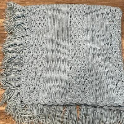 Knitted Sky Blue Afghan