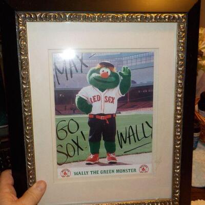 " Red Sox Mascot " : Wally" signed stunning frame.