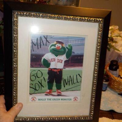 " Red Sox Mascot " : Wally" signed stunning frame.
