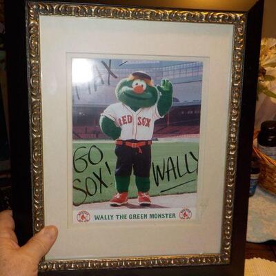 " Red Sox Mascot " : Wally" signed stunning frame.
