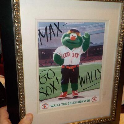 " Red Sox Mascot " : Wally" signed stunning frame.