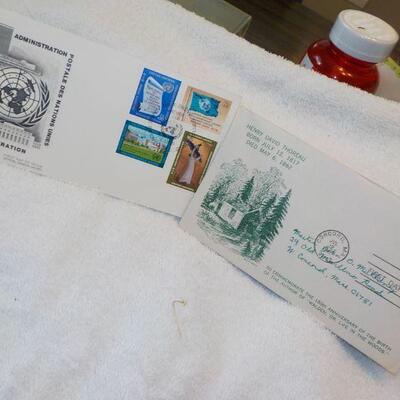 2- First Day issues USPS of Henry Thoreau and United Nations."