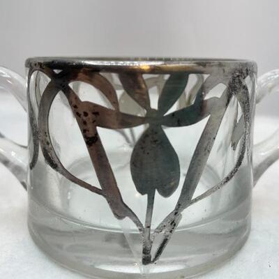 Glass with Sterling Overlay Cream Sugar Set