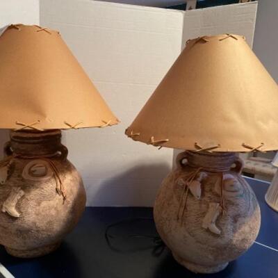 513 Pair of Decorator Western Pottery Lamps 