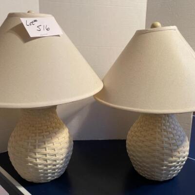 516 Pair of Basket Style Pottery Lamps 