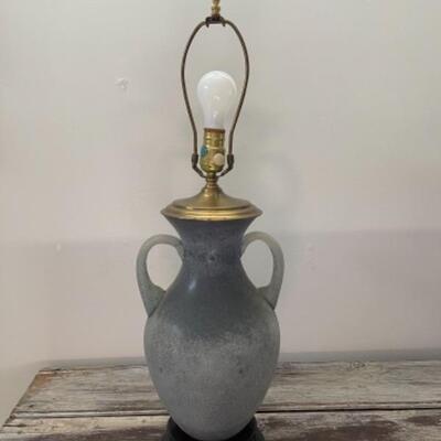 517 Vintage Double Handled Pottery Lamp 