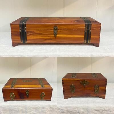 Set of 3 Cedar Boxes with Brass Trim