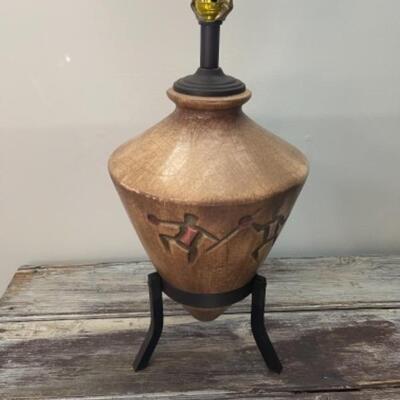 520 Vintage Kokopelli Design Pottery Lamp 