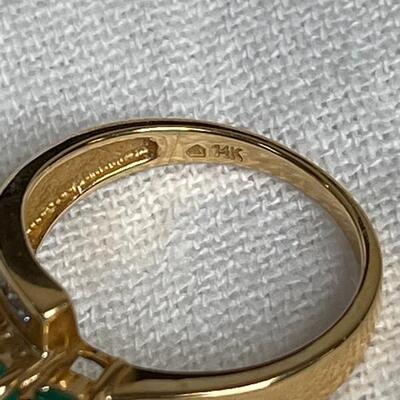 14K Emerald Baguette Diamond Ring - Size 7