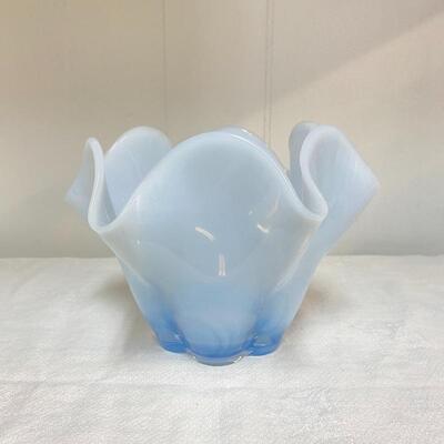 Duncan Millet Blue Opalescence Flared Bowl / Candlestick Holders
