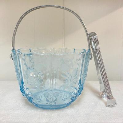 Fostoria Meadow Rose Ice Bucket - Azure Blue