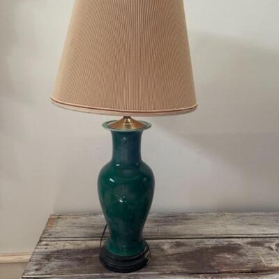 528 Vintage Green Porcelain Lamp 
