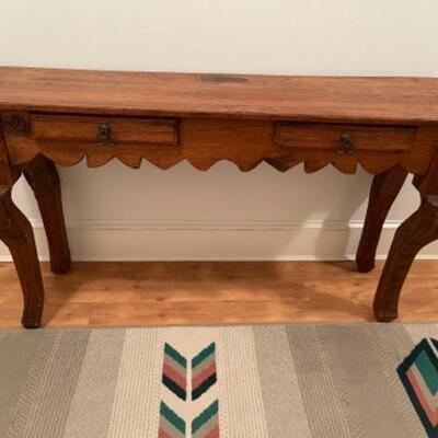530 Rustic Two Drawer Scalloped Skirt Console Table 