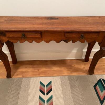 530 Rustic Two Drawer Scalloped Skirt Console Table 