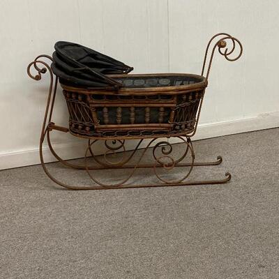Wicker Doll Carriage Sled 