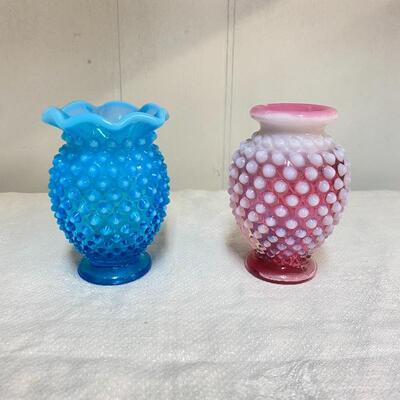 Pair Fenton Hobnail Vases