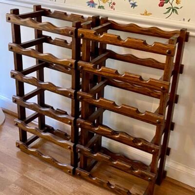 Pair Vintage Wood Wine Holders 