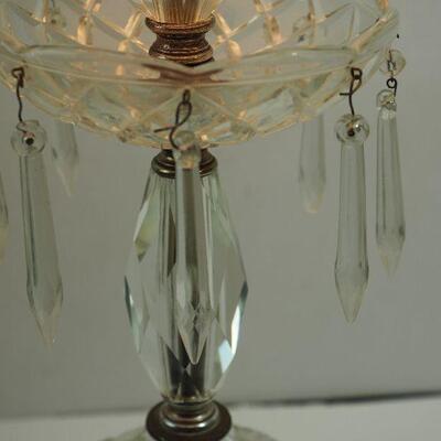 lot 68 cut crystal lamp with marble base and hung crystals