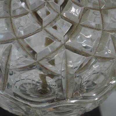 lot 68 cut crystal lamp with marble base and hung crystals