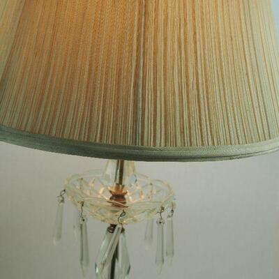 lot 68 cut crystal lamp with marble base and hung crystals